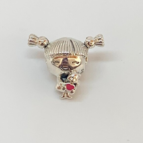 Pandora Girl Baby Pigtails Silver Charm #217 - Picture 1 of 5